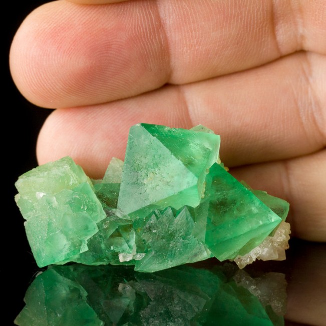 1.9" Gemmy Neon Green Octahedral FLUORITE Shiny Gemmy Crystals S.Africa for sale