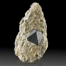 3.3" Sharp Octahedral Black MAGNETITE 1" Crystal to in Matrix Australia for sale 3.3" Sharp Octahedral Black MAGNETITE 1" Crystal to in Matrix Australia for sale