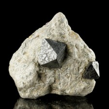 2.3" Octahedral Black MAGNETITE 2 Crystals in Matrix to .8" Australia for sale 2.3" Octahedral Black MAGNETITE 2 Crystals in Matrix to .8" Australia for sale