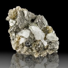 3.1" Shiny Silver ARSENOPYRITE Metallic Crystals with Quartz+Mica China for sale 3.1" Shiny Silver ARSENOPYRITE Metallic Crystals with Quartz+Mica China for sale
