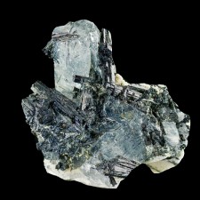 1.3" Gem Blue AQUAMARINE Sharp Crystal w-Shiny Black Tourmaline Namibia for sale 1.3" Gem Blue AQUAMARINE Sharp Crystal w-Shiny Black Tourmaline Namibia for sale