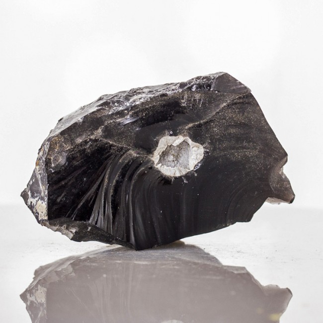 3.6" Volcanic Glass Glossy Black OBSIDIAN wFayalite & Christobalite CA