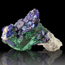 1.8" Blue AZURITE Crystals w-Tiny Azurite Spheres +Malachite Milpillas for sale 1.8" Blue AZURITE Crystals w-Tiny Azurite Spheres +Malachite Milpillas for sale