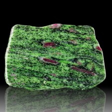 5.1" 275g Red RUBY Crystals in Green ZOISITE Polished Slab Tanzania for sale 5.1" 275g Red RUBY Crystals in Green ZOISITE Polished Slab Tanzania for sale